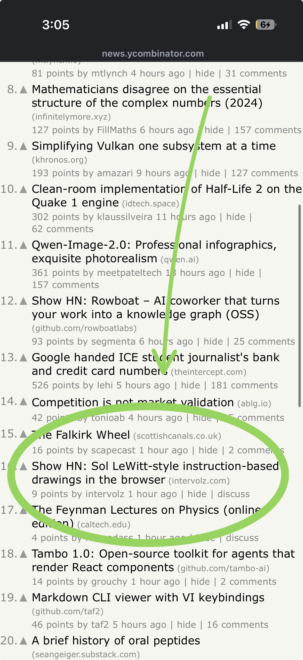 Hacker News front page