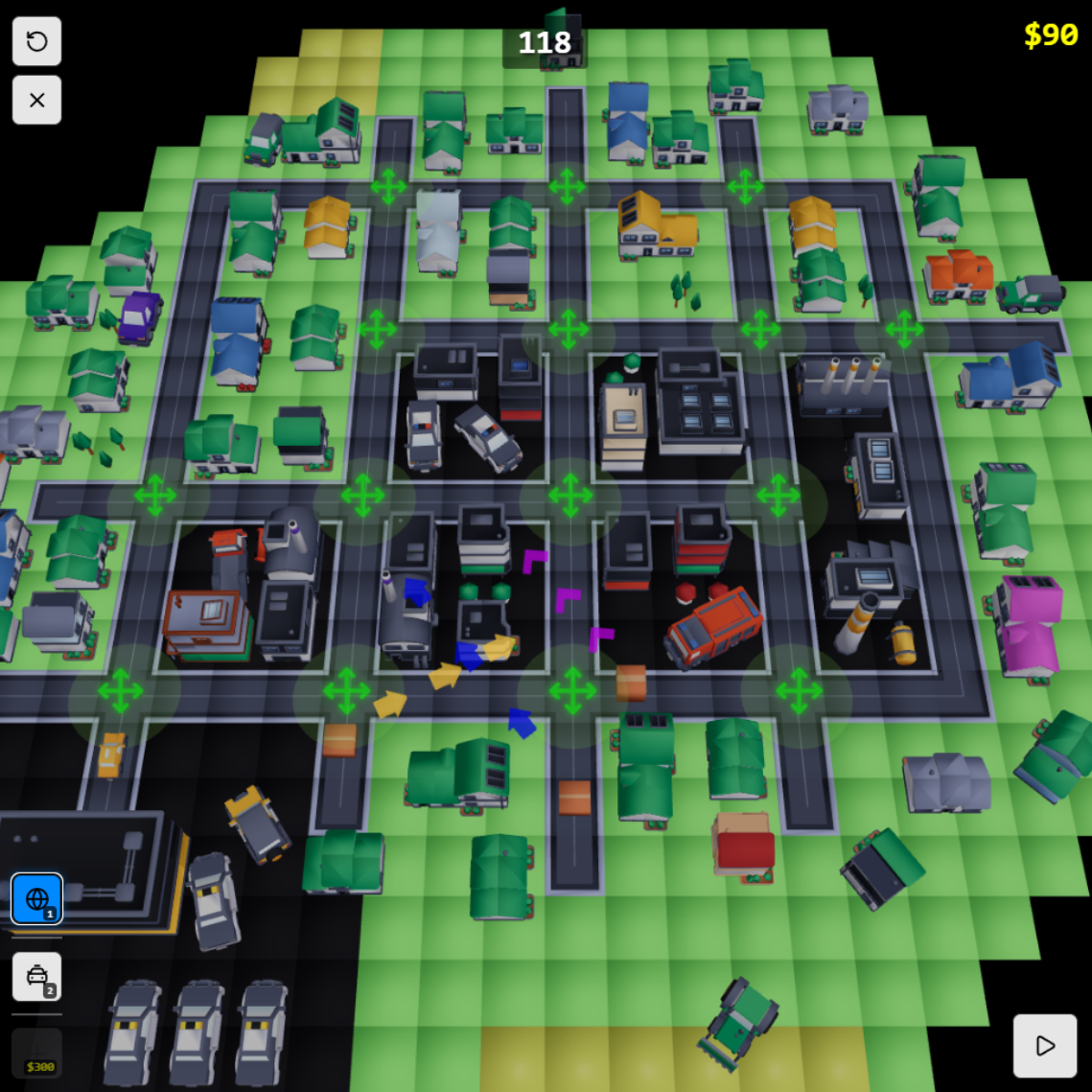 Gameplay with color-coded deliveries